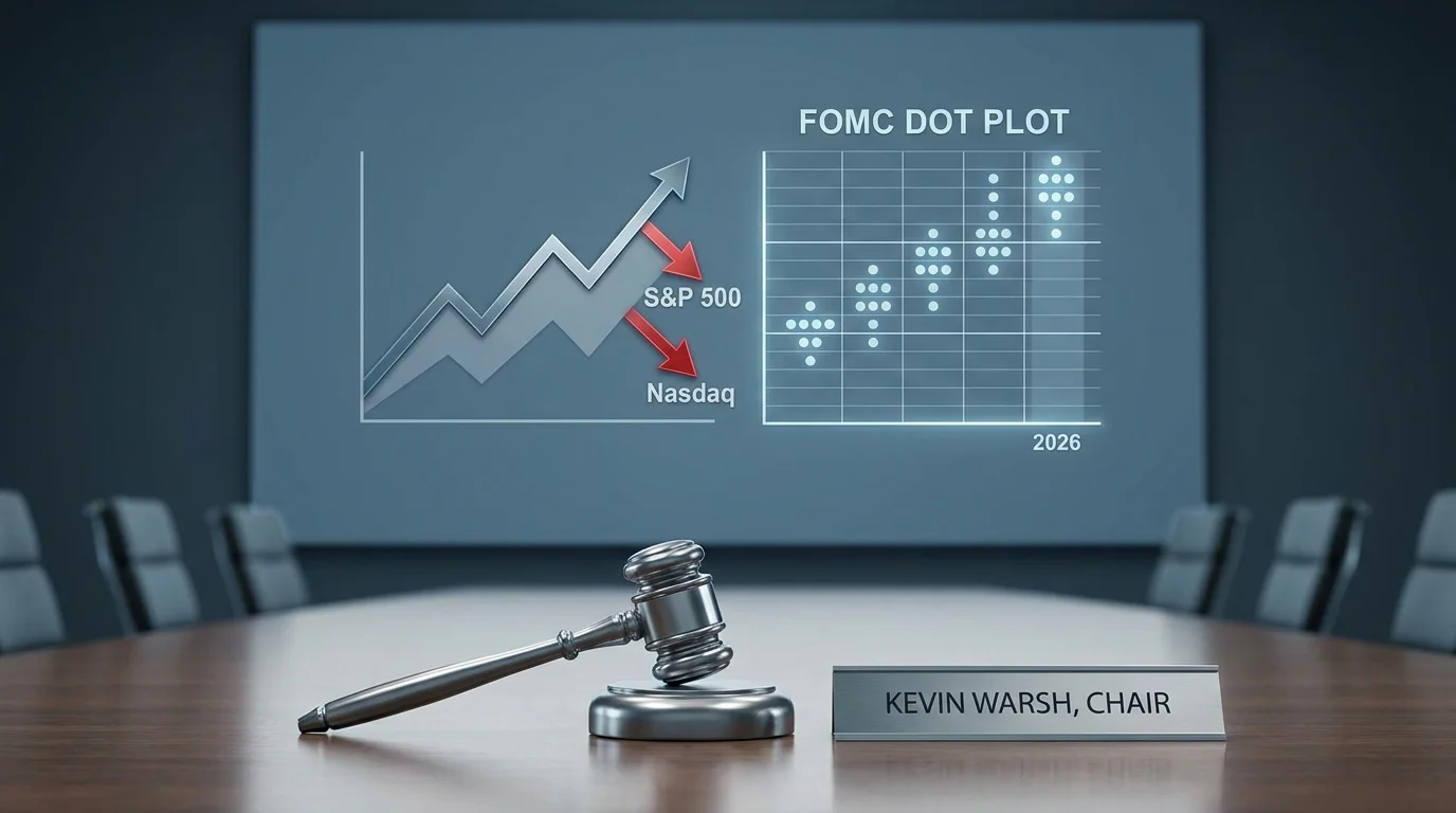 Fed rate hike 2026,Kevin Warsh Fed Chair,FOMC June 2026,stock market sell-off,dot plot 2026,Nasdaq plunge,S&P 500 drop,Fed interest rates