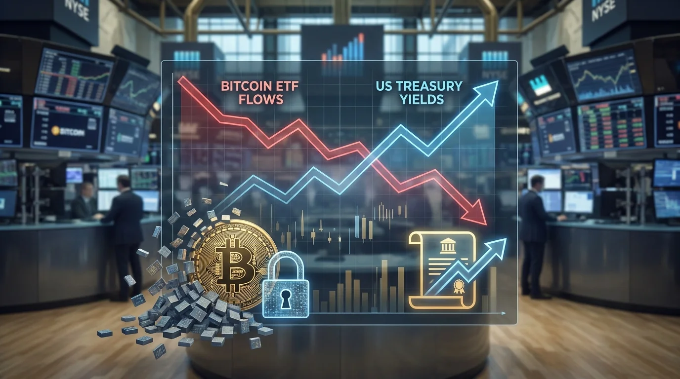 Bitcoin ETF outflows,Treasury yields crypto,interest rates Bitcoin,BTC ETF flows May 2026,Federal Reserve crypto impact