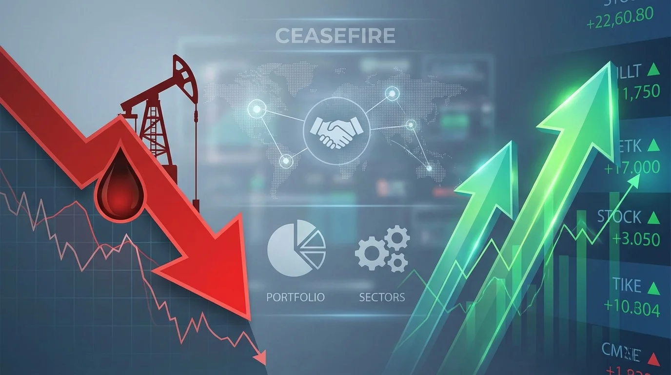 US Iran ceasefire,oil price drop,stock market rally,Brent crude,Strait of Hormuz,energy stocks